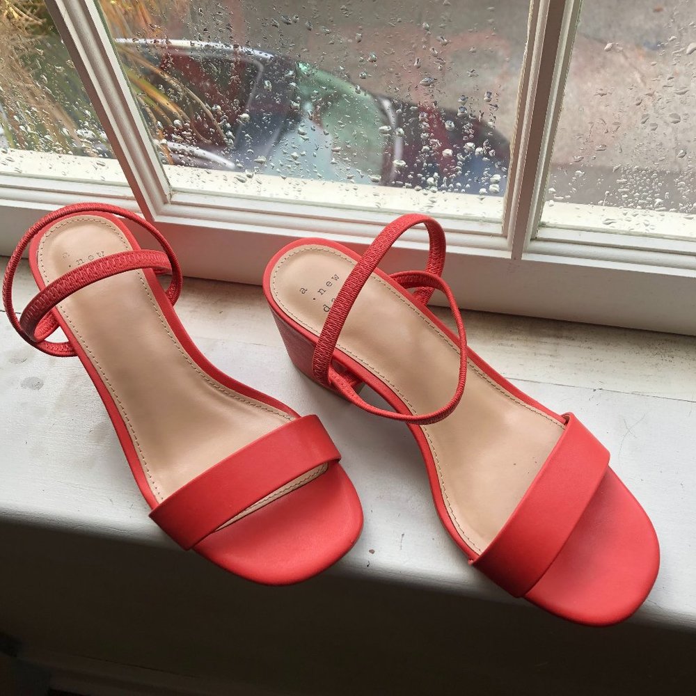 Coral block heeled sandals